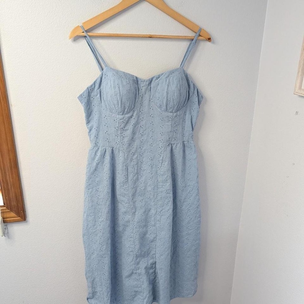 AS‎ U WISH Blue Eyelet Sundress | Bustier Style | Adjustable Straps (Coquette)